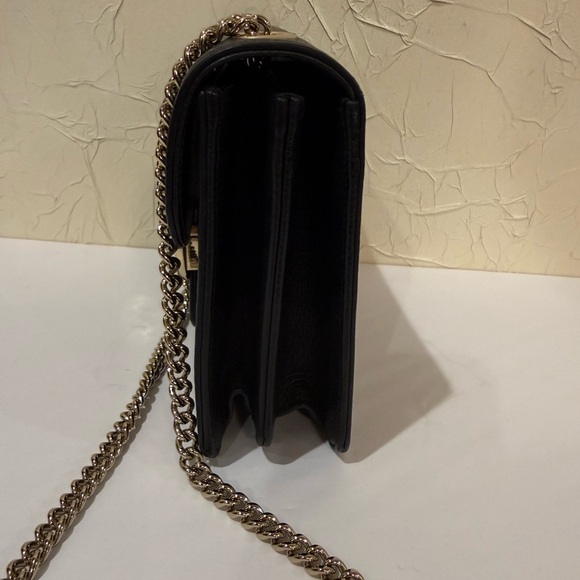 Gucci Black Pebbled Leather Chain Crossbody with Gold Hardware - Picture 3 of 7